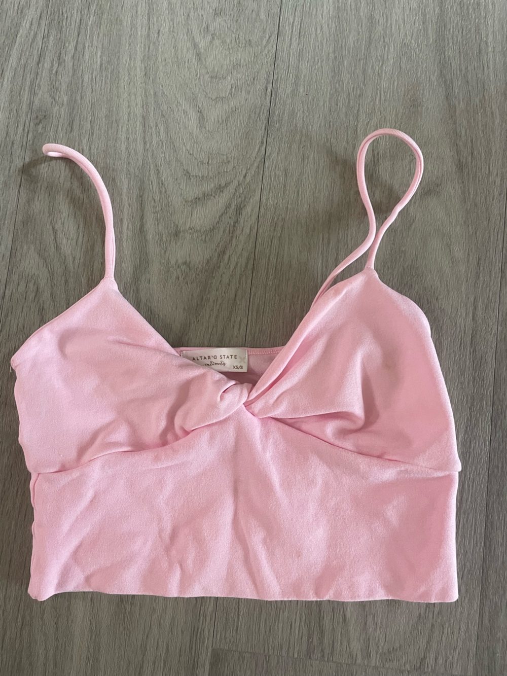 Altar'd State Pink Twisted Front Satin Tank Top